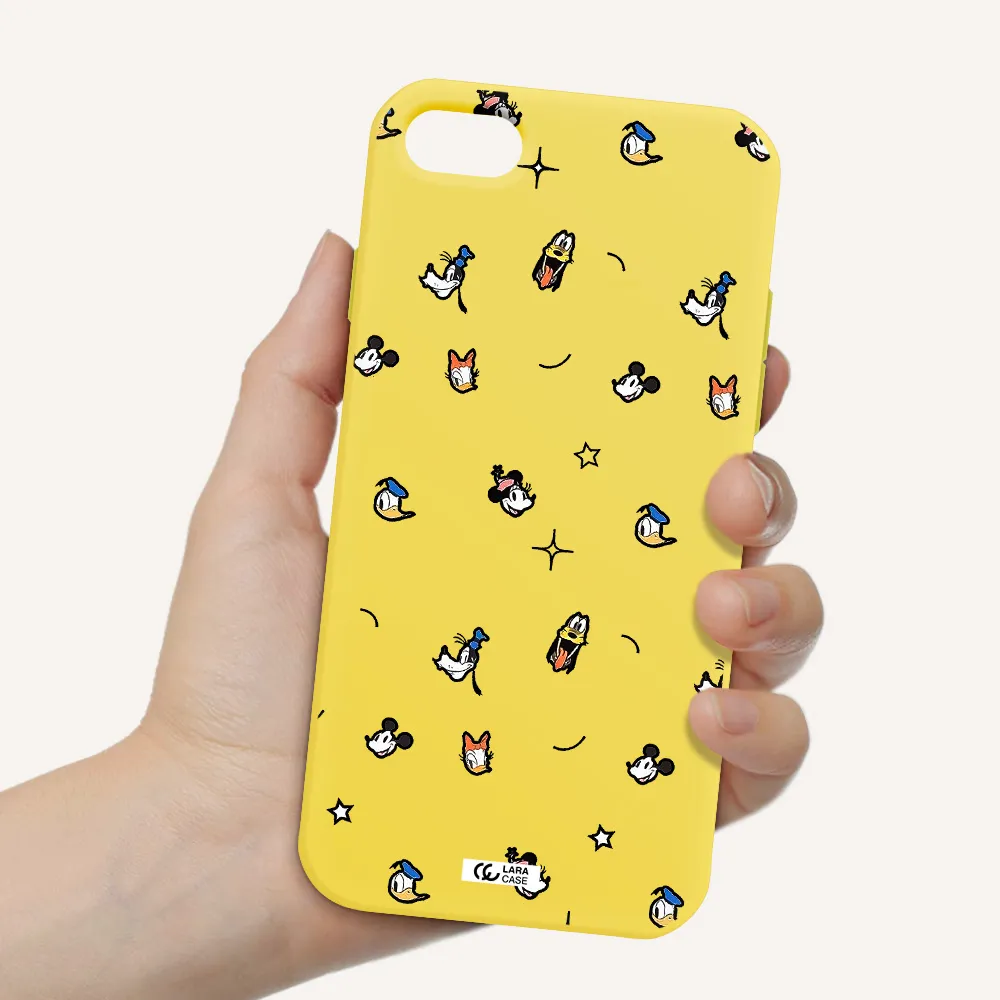 disney face pattern Apple iPhone 8 Silicone canary yellow Case
