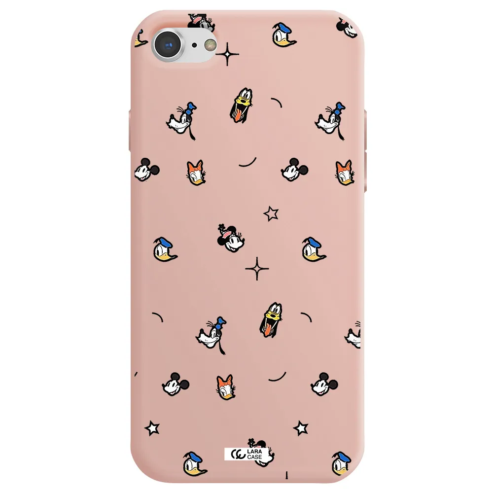disney face pattern Apple iPhone 8 Silicone pastel pink Case
