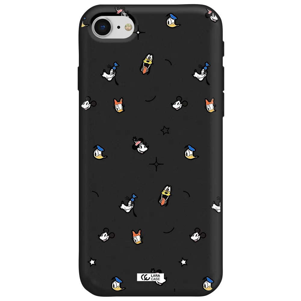 disney face pattern Apple iPhone se 2020 Silicone black Case