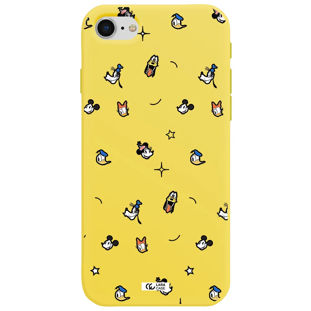 disney face pattern Apple iPhone se 2020 Silicone canary yellow Case