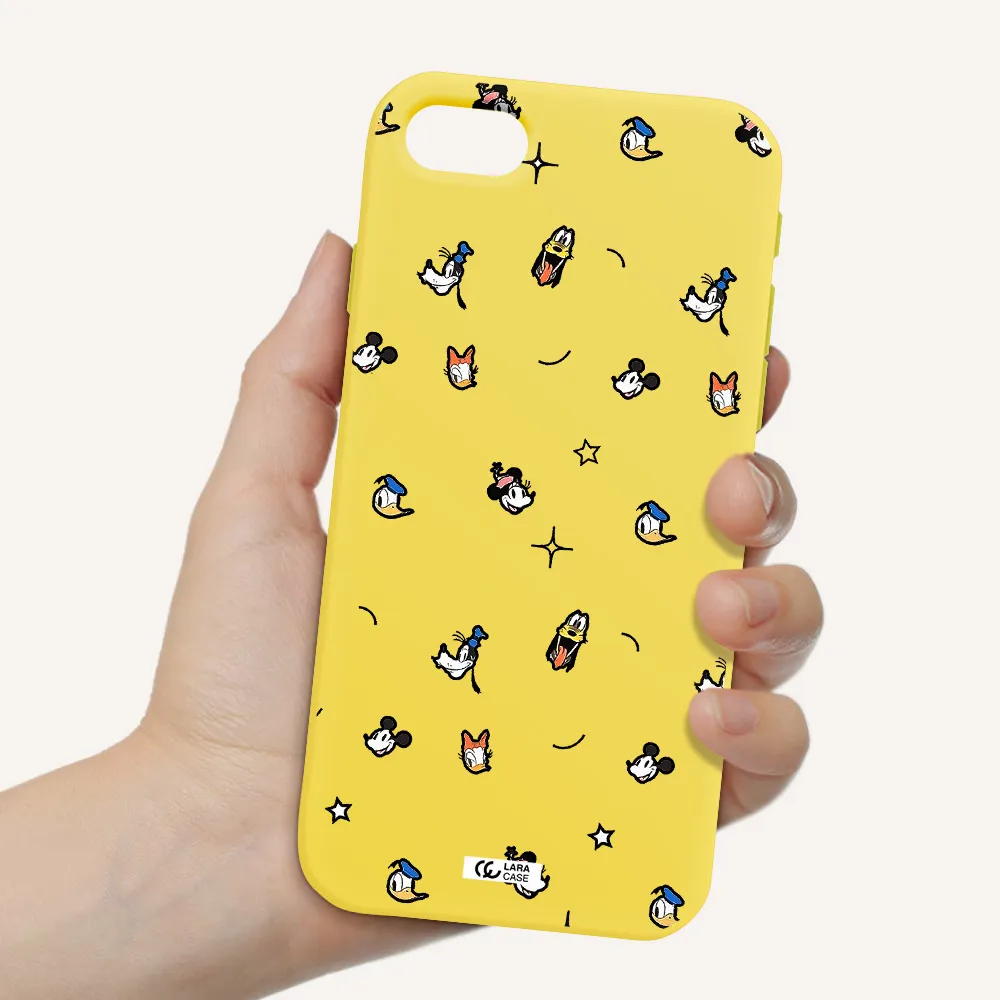 disney face pattern Apple iPhone se 2020 Silicone canary yellow Case