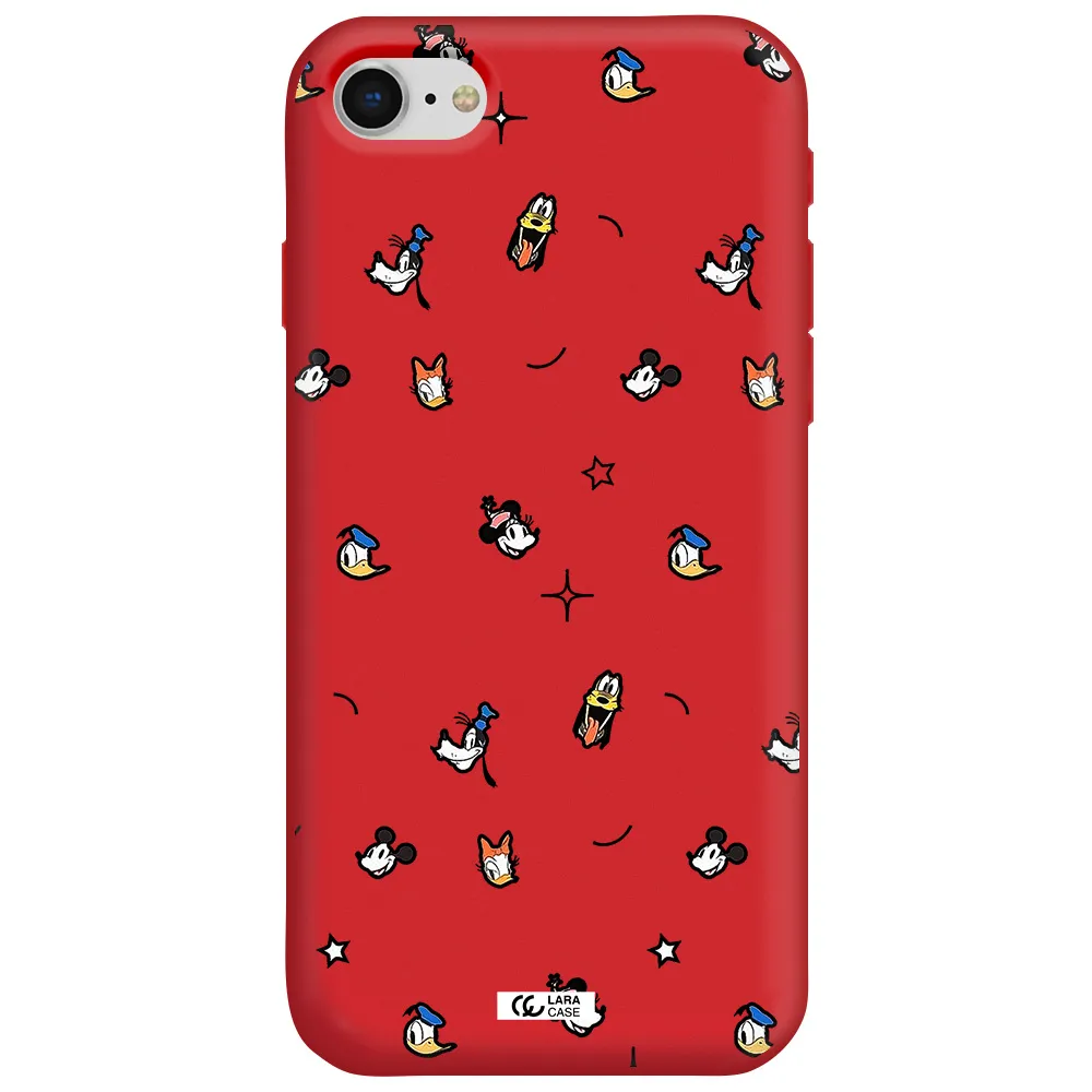 disney face pattern Apple iPhone se 2020 Silicone Imperial Red Case