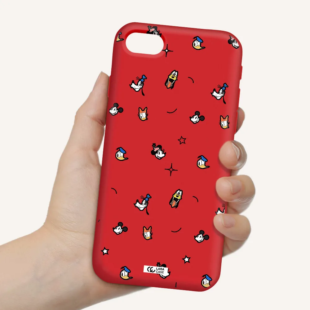 disney face pattern Apple iPhone se 2020 Silicone Imperial Red Case