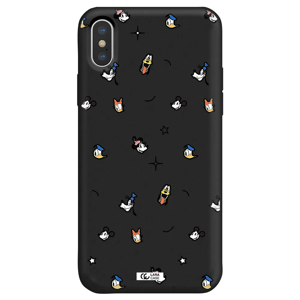 disney face pattern Apple iPhone X Silicone black Case