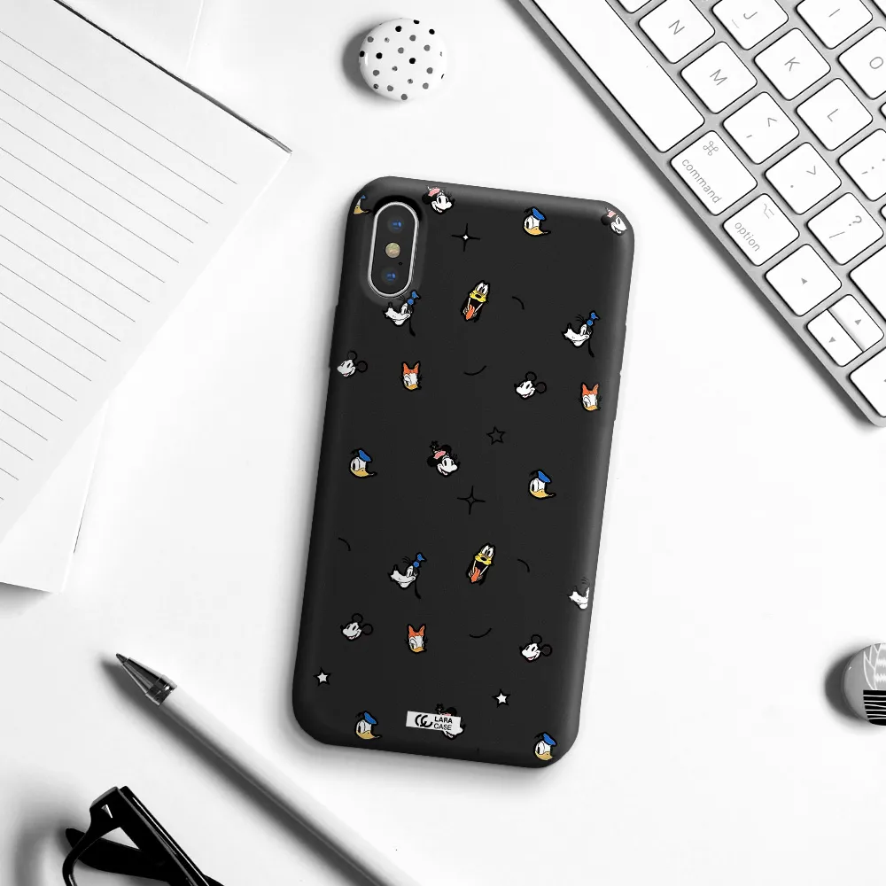 disney face pattern Apple iPhone X Silicone black Case