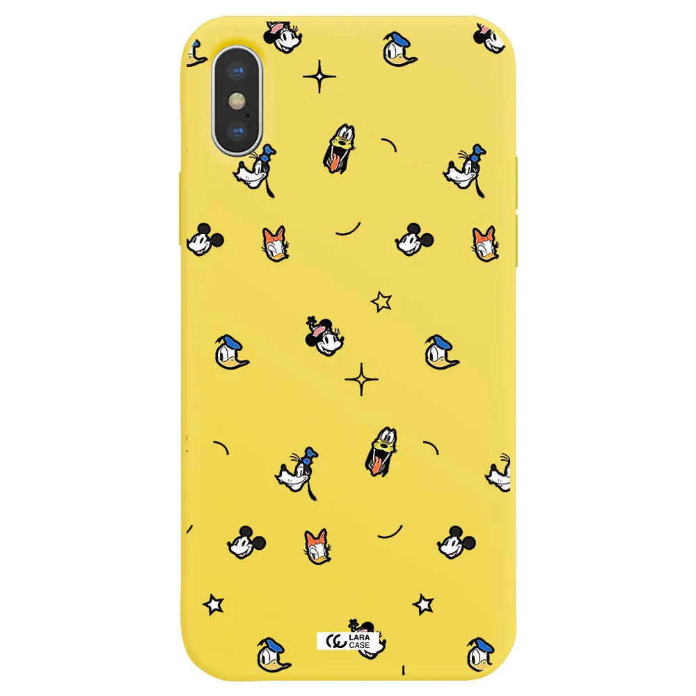 disney face pattern Apple iPhone X Silicone canary yellow Case