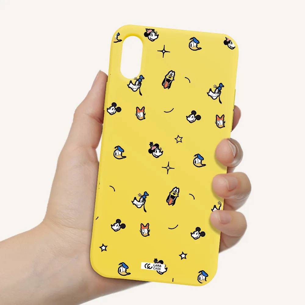 disney face pattern Apple iPhone X Silicone canary yellow Case
