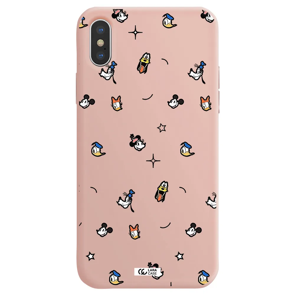 disney face pattern Apple iPhone X Silicone pastel pink Case