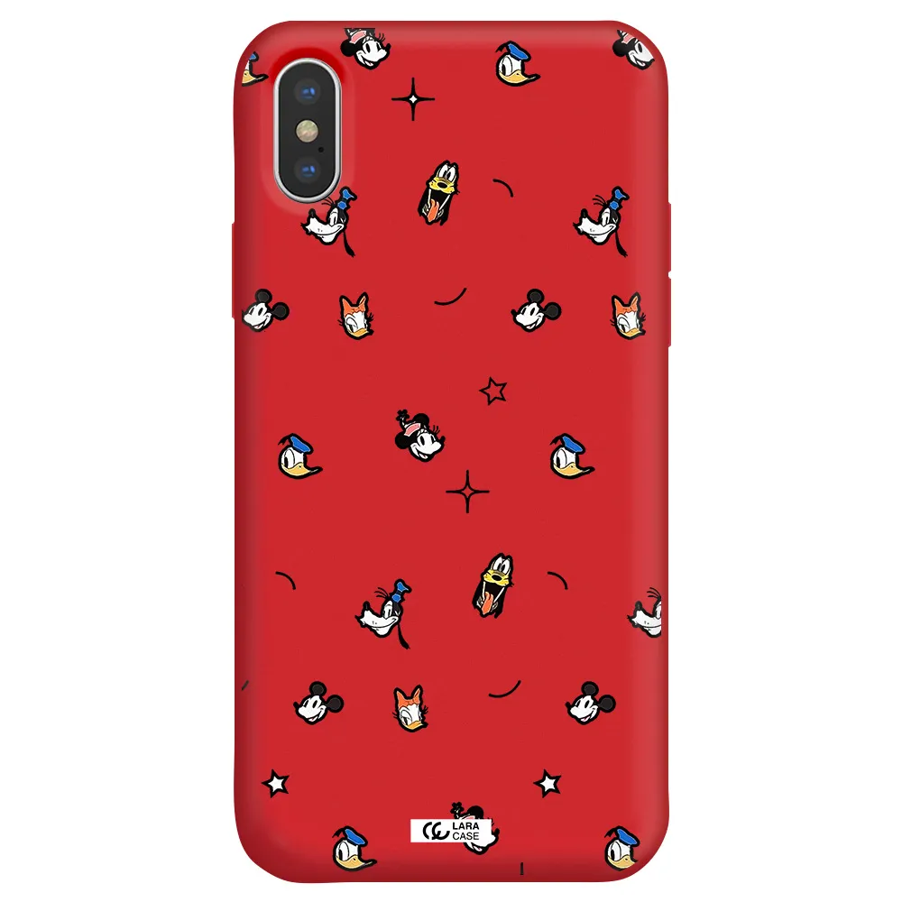 disney face pattern Apple iPhone XS Silicone Imperial Red Case
