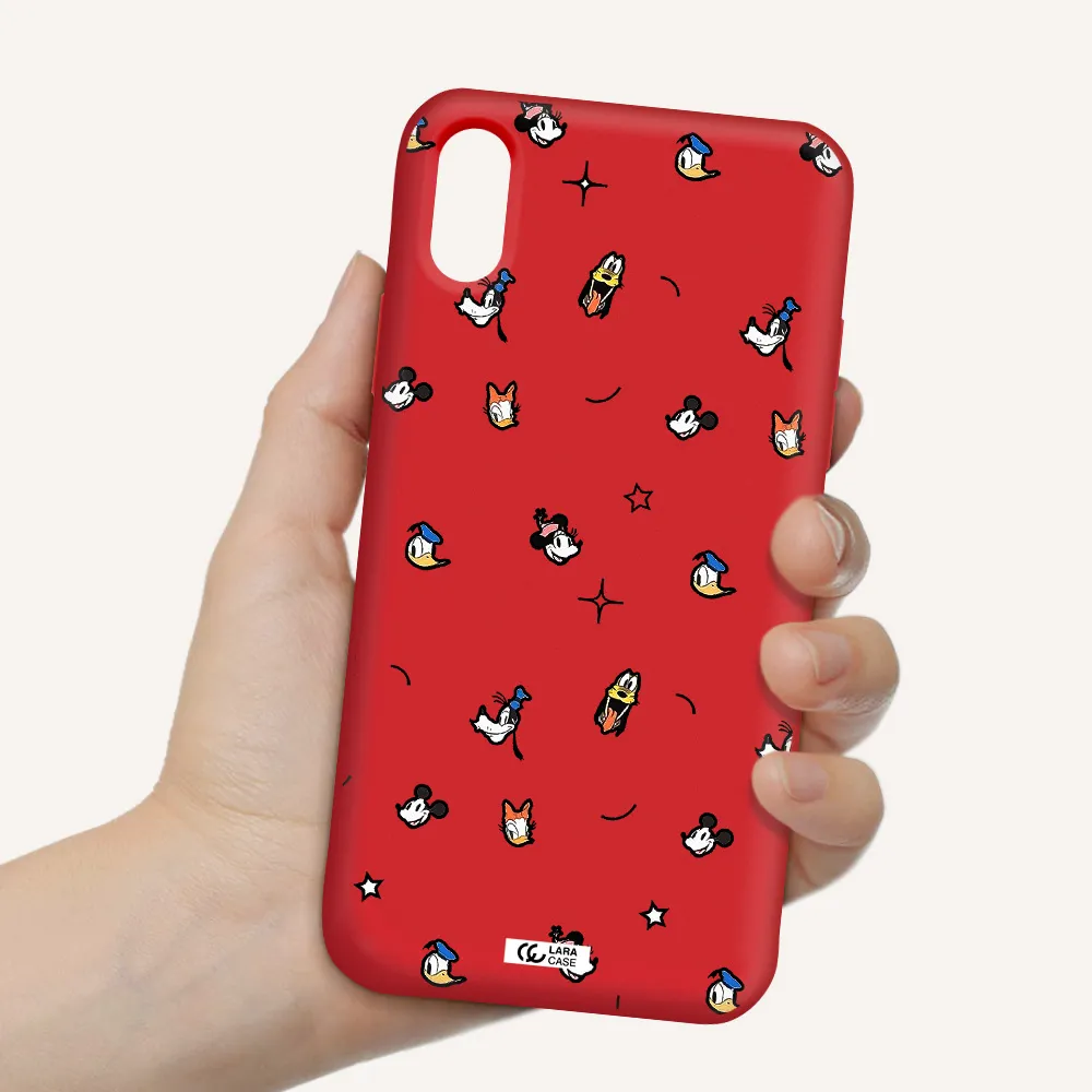 disney face pattern Apple iPhone XS Silicone Imperial Red Case
