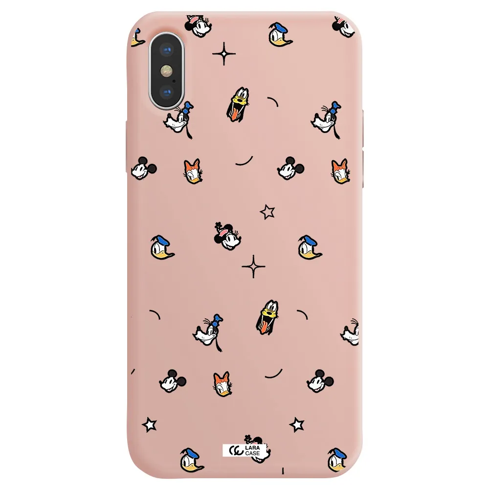 disney face pattern Apple iPhone XS Silicone pastel pink Case