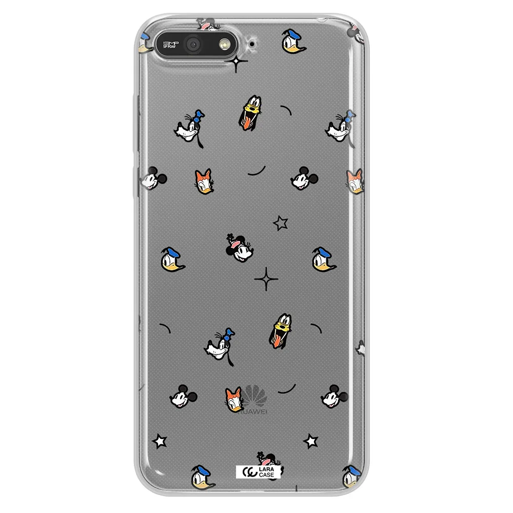 Disney Face Pattern Huawei Y6 2018 Clear Tpu Case