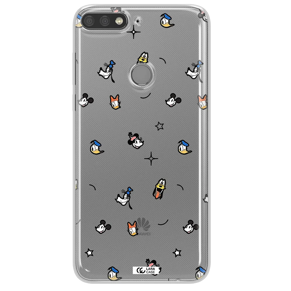 Disney Face Pattern Huawei Y7 Prime 2018 Clear Tpu Case