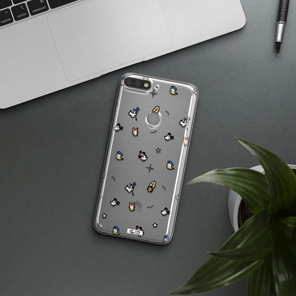 Disney Face Pattern Huawei Y7 Prime 2018 Clear Tpu Case