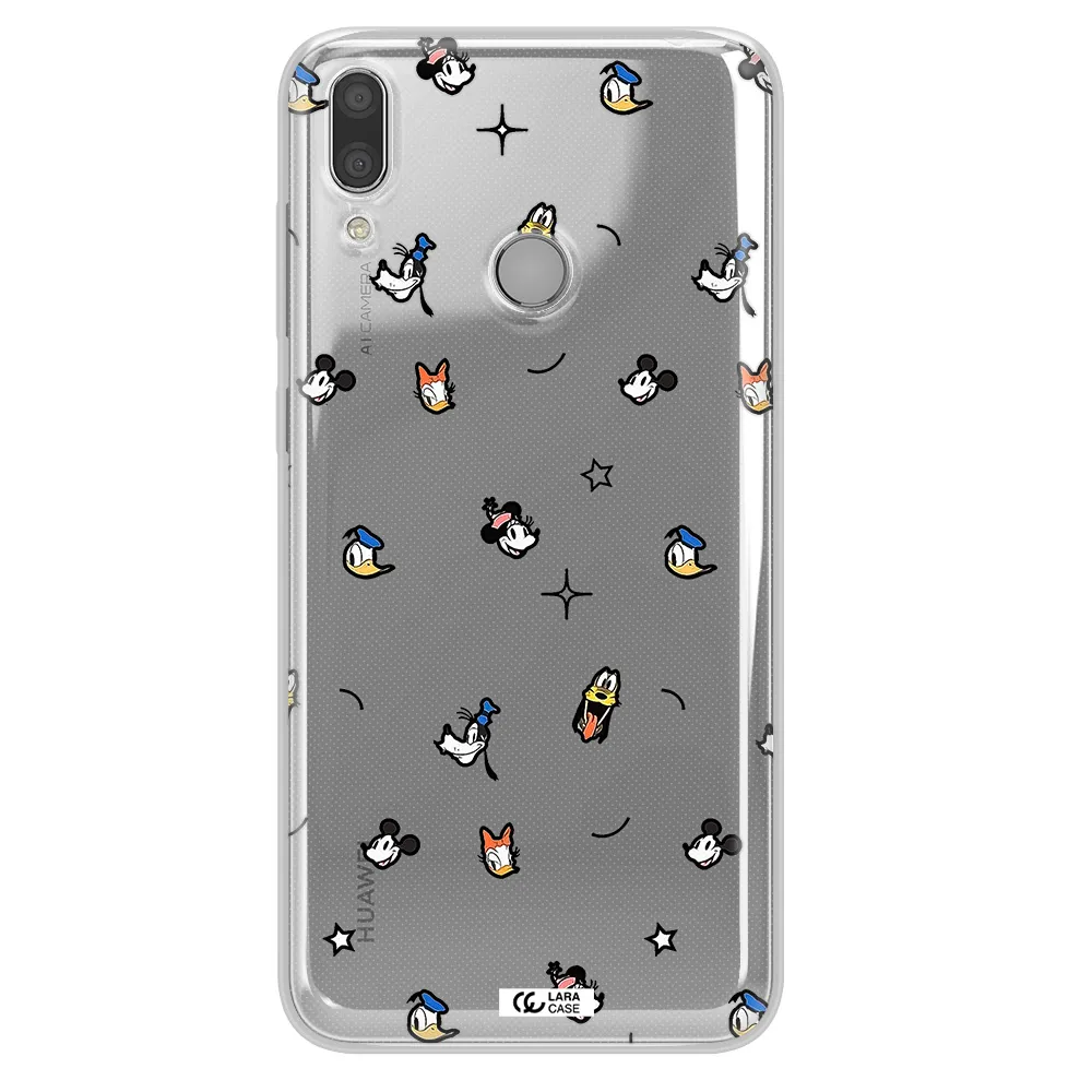 Disney Face Pattern Huawei Y9 2019 Clear Tpu Case