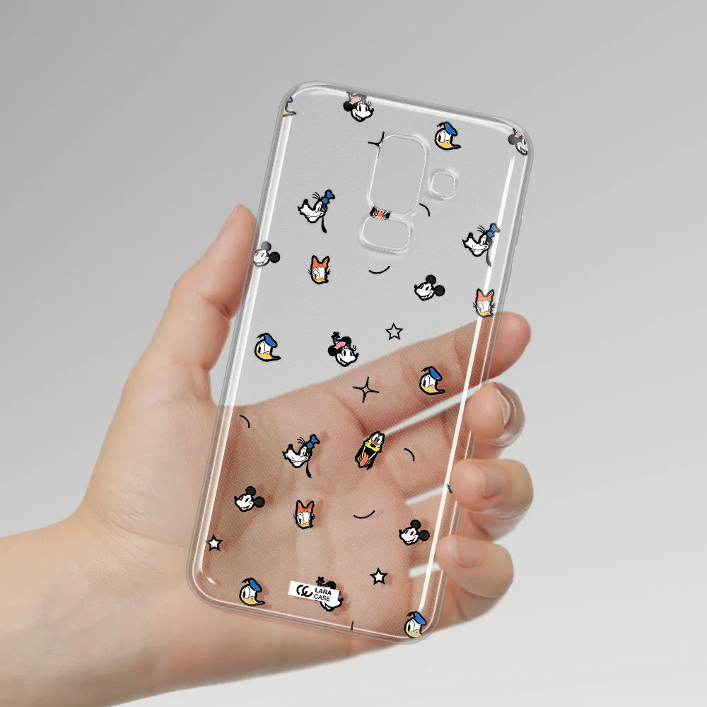 Disney Face Pattern Samsung J8 Clear Tpu Case