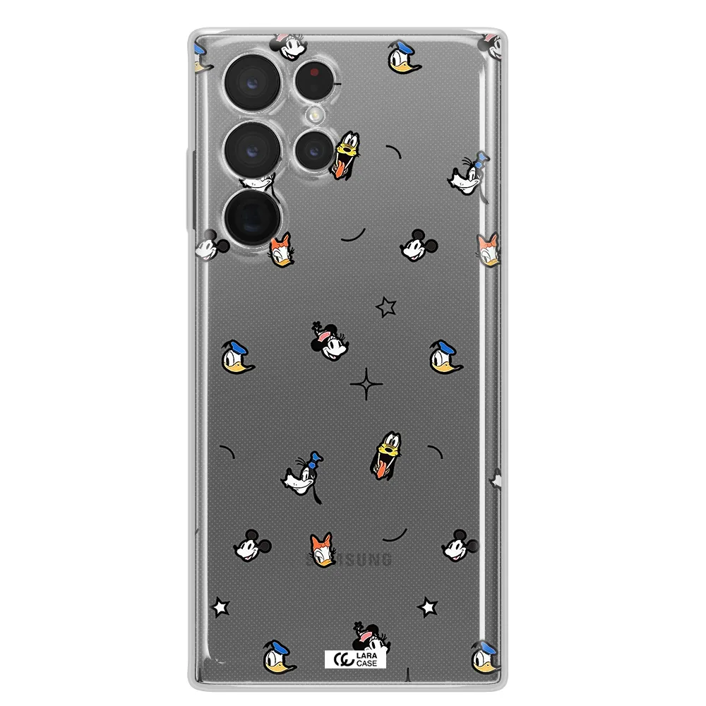 Disney Face Pattern Samsung S 22 Ultra Clear Tpu Case