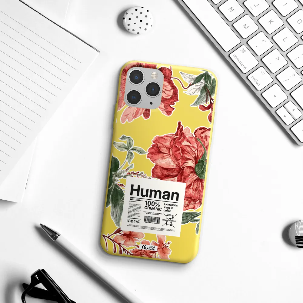 a cover of a book with flowers Apple iPhone 11 pro max Silicone canary yellow Case