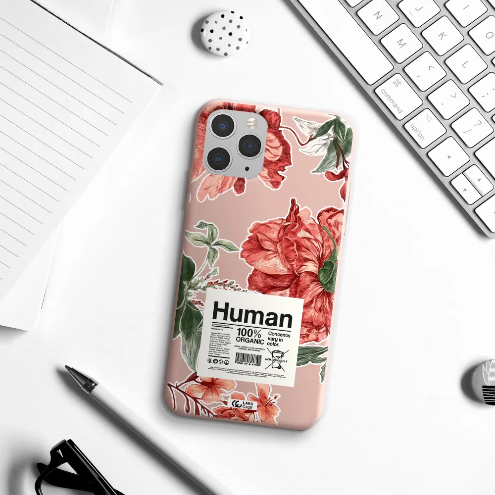 a cover of a book with flowers Apple iPhone 11 pro max Silicone pastel pink Case