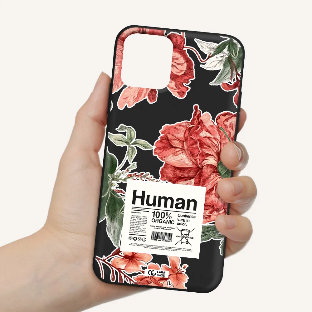 a cover of a book with flowers Apple iPhone 11 pro Silicone black Case