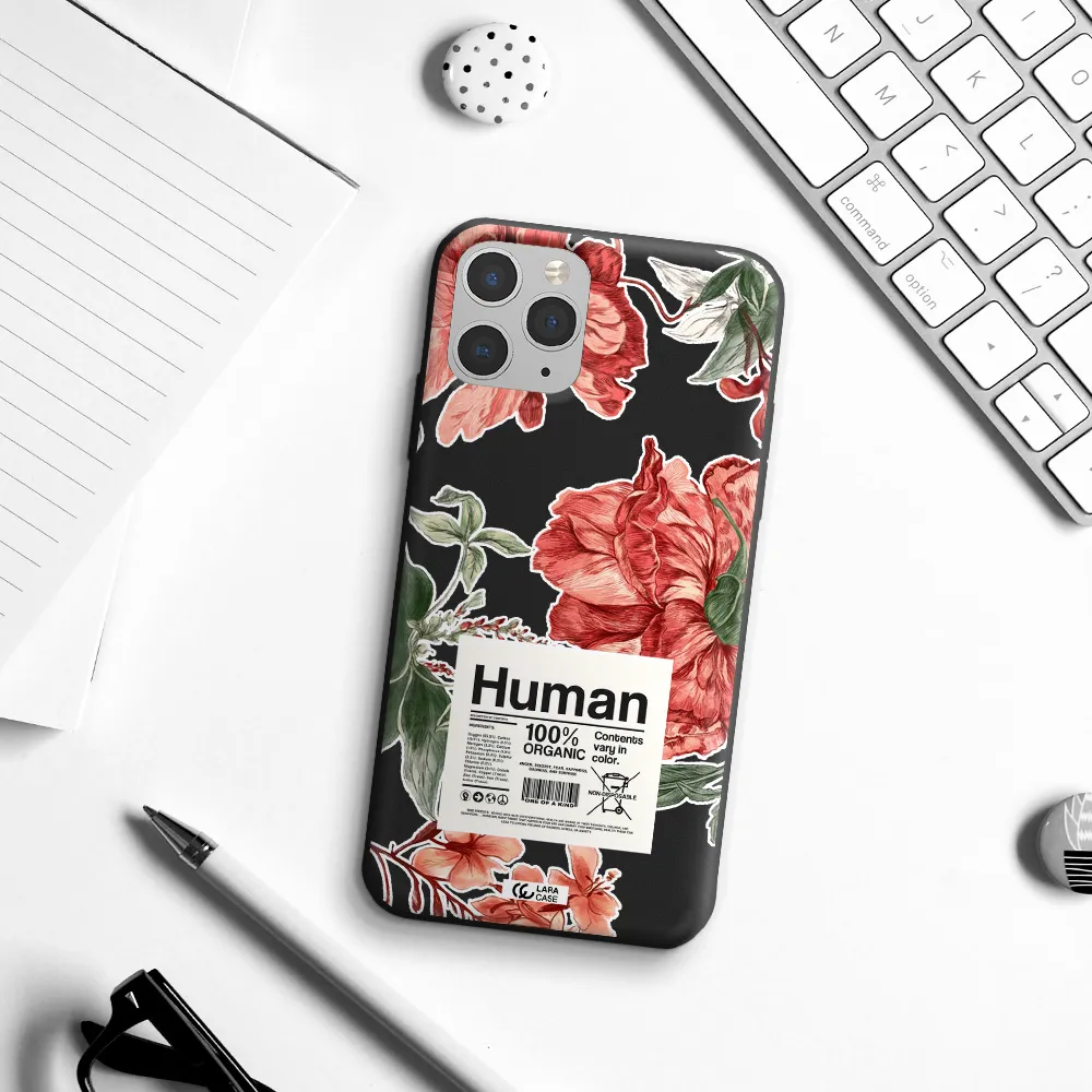 a cover of a book with flowers Apple iPhone 11 pro Silicone black Case