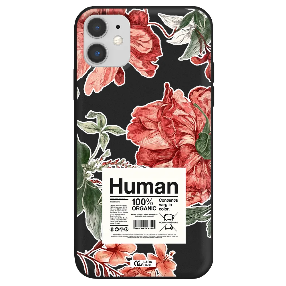 a cover of a book with flowers Apple iPhone 11 Silicone black Case