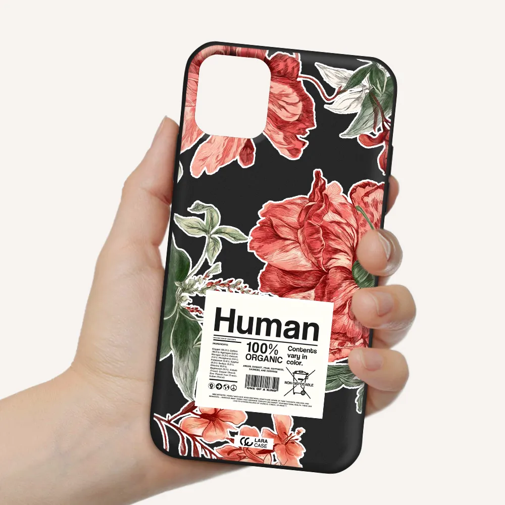 a cover of a book with flowers Apple iPhone 11 Silicone black Case