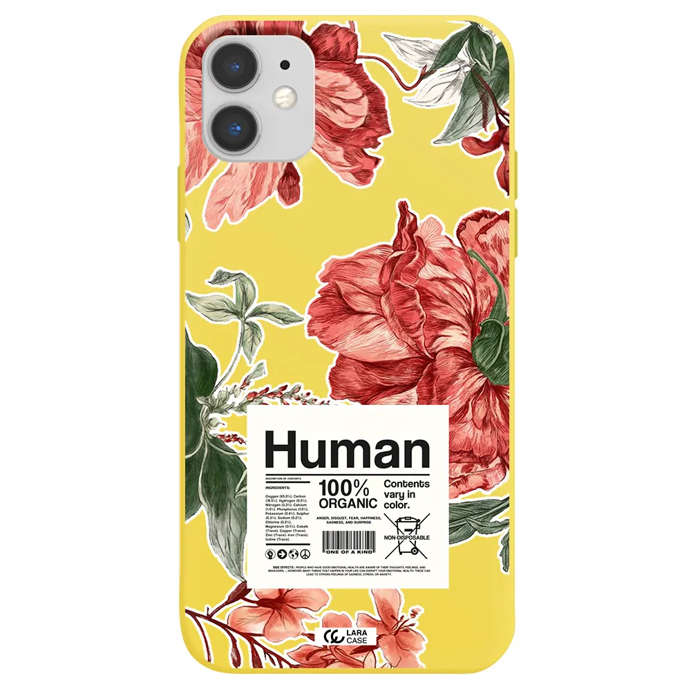 a cover of a book with flowers Apple iPhone 11 Silicone canary yellow Case