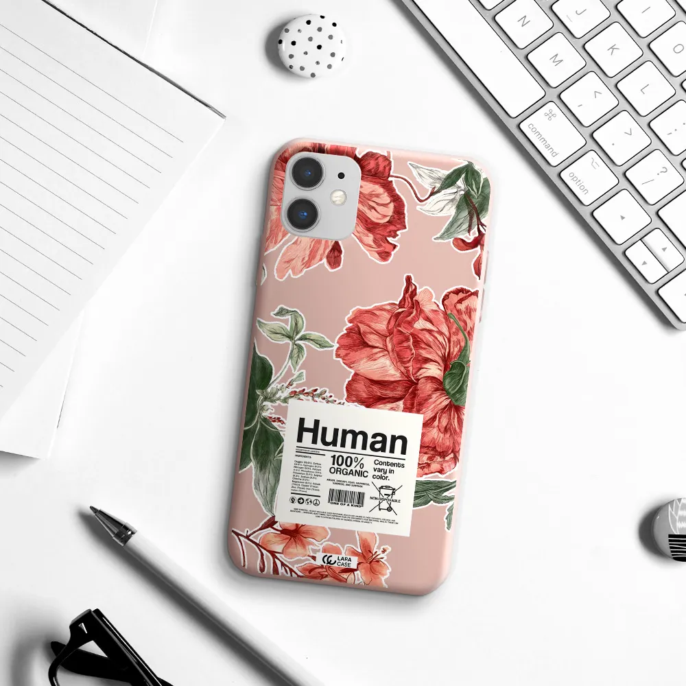 a cover of a book with flowers Apple iPhone 11 Silicone pastel pink Case