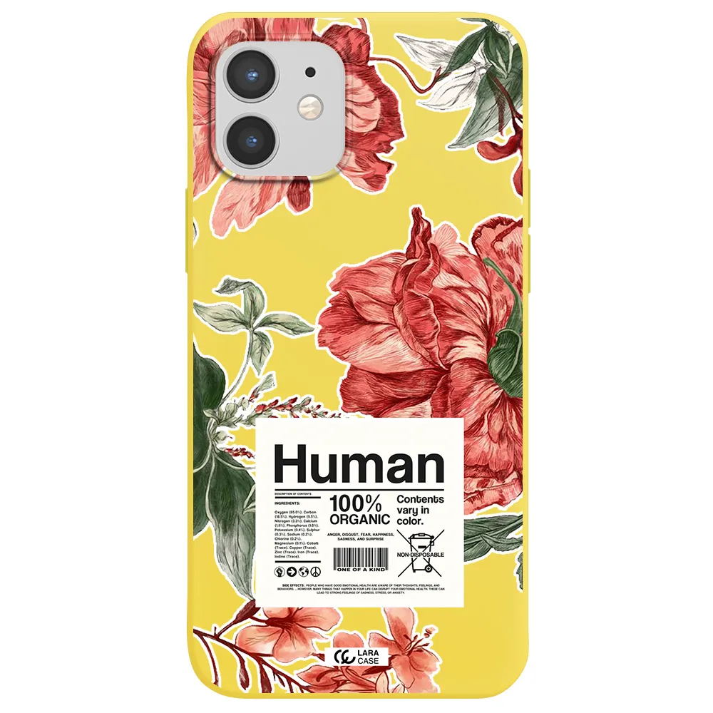 a cover of a book with flowers Apple iPhone 12 mini Silicone canary yellow Case
