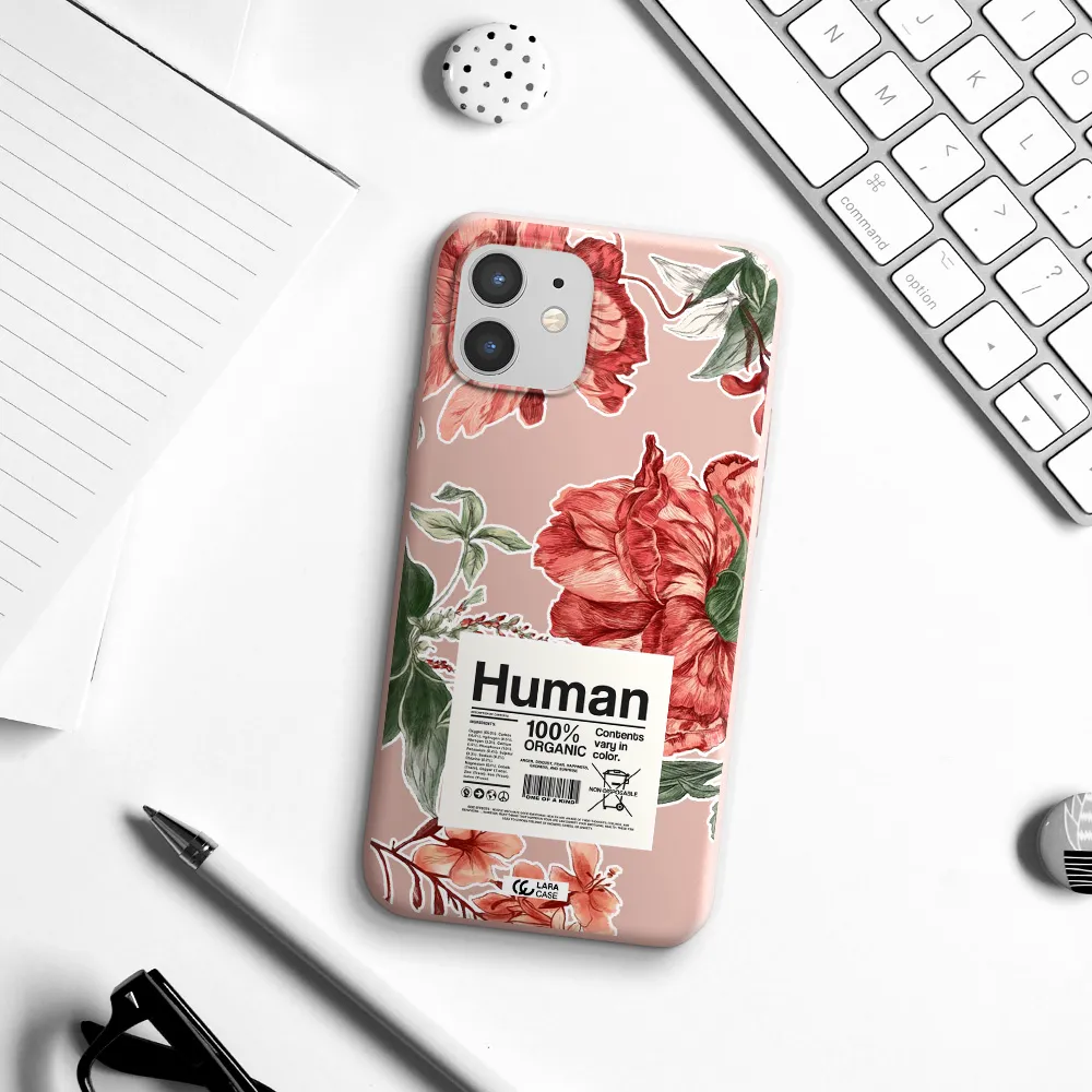 a cover of a book with flowers Apple iPhone 12 mini Silicone pastel pink Case