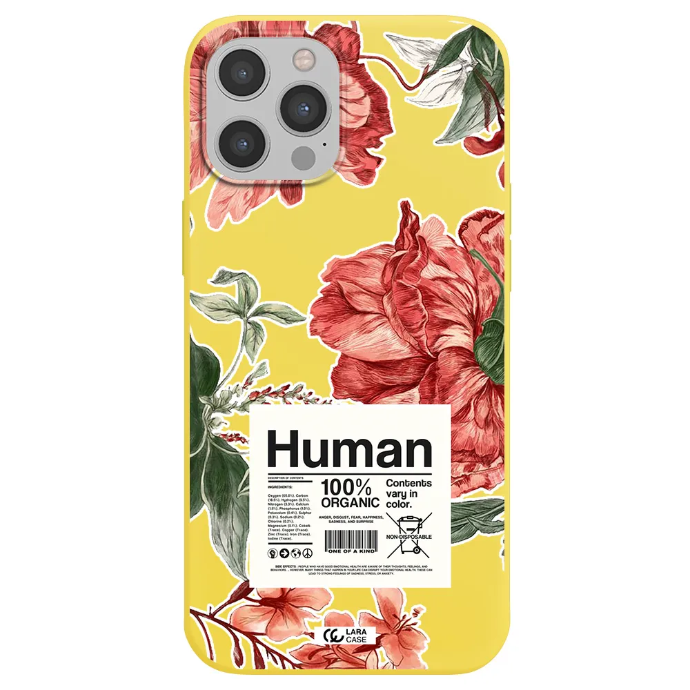 a cover of a book with flowers Apple iPhone 12 pro max Silicone canary yellow Case