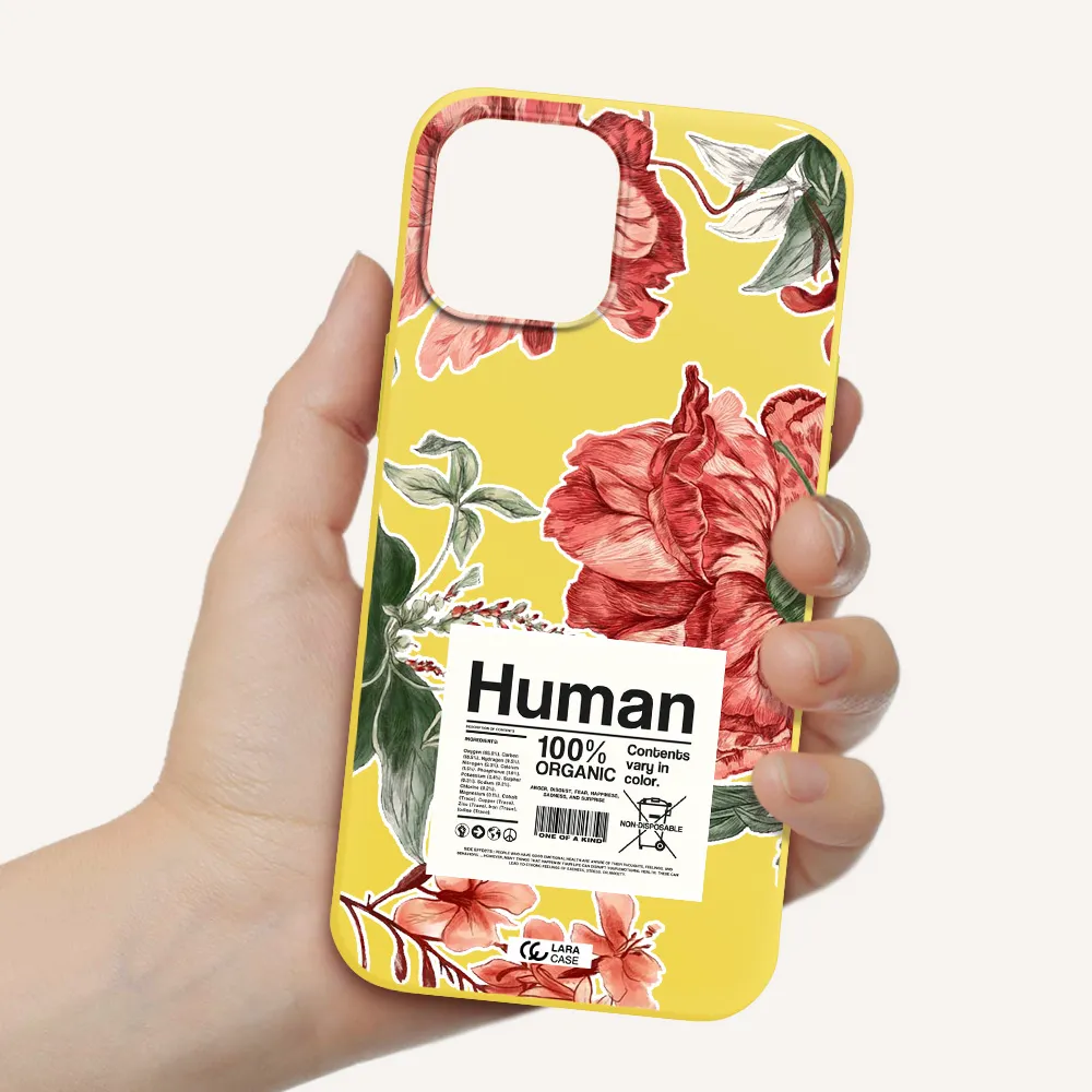 a cover of a book with flowers Apple iPhone 12 pro max Silicone canary yellow Case