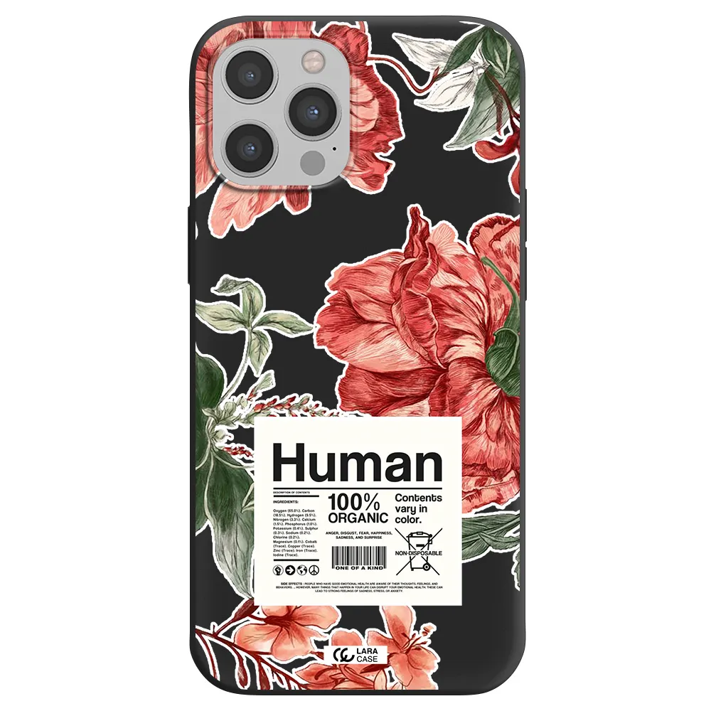 a cover of a book with flowers Apple iPhone 12 pro Silicone black Case
