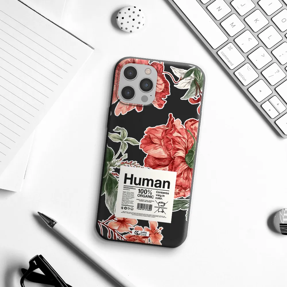a cover of a book with flowers Apple iPhone 12 pro Silicone black Case