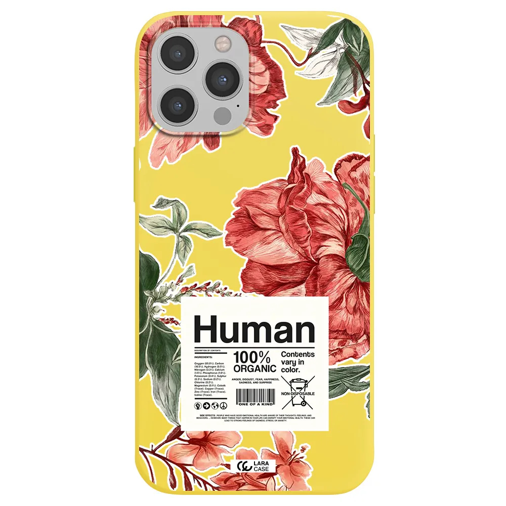 a cover of a book with flowers Apple iPhone 12 pro Silicone canary yellow Case