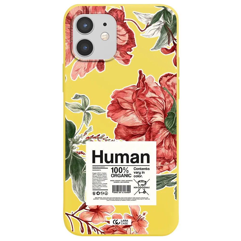 a cover of a book with flowers Apple iPhone 12 Silicone canary yellow Case