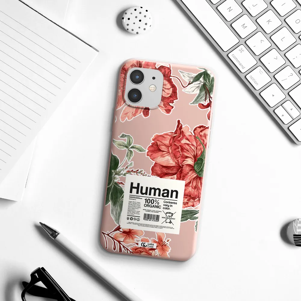 a cover of a book with flowers Apple iPhone 12 Silicone pastel pink Case