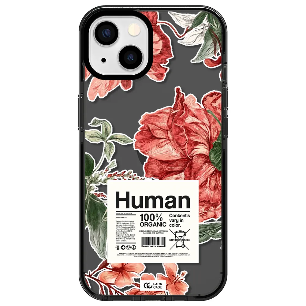 a cover of a book with flowers Apple iPhone 13 impact Smoke Black Case
