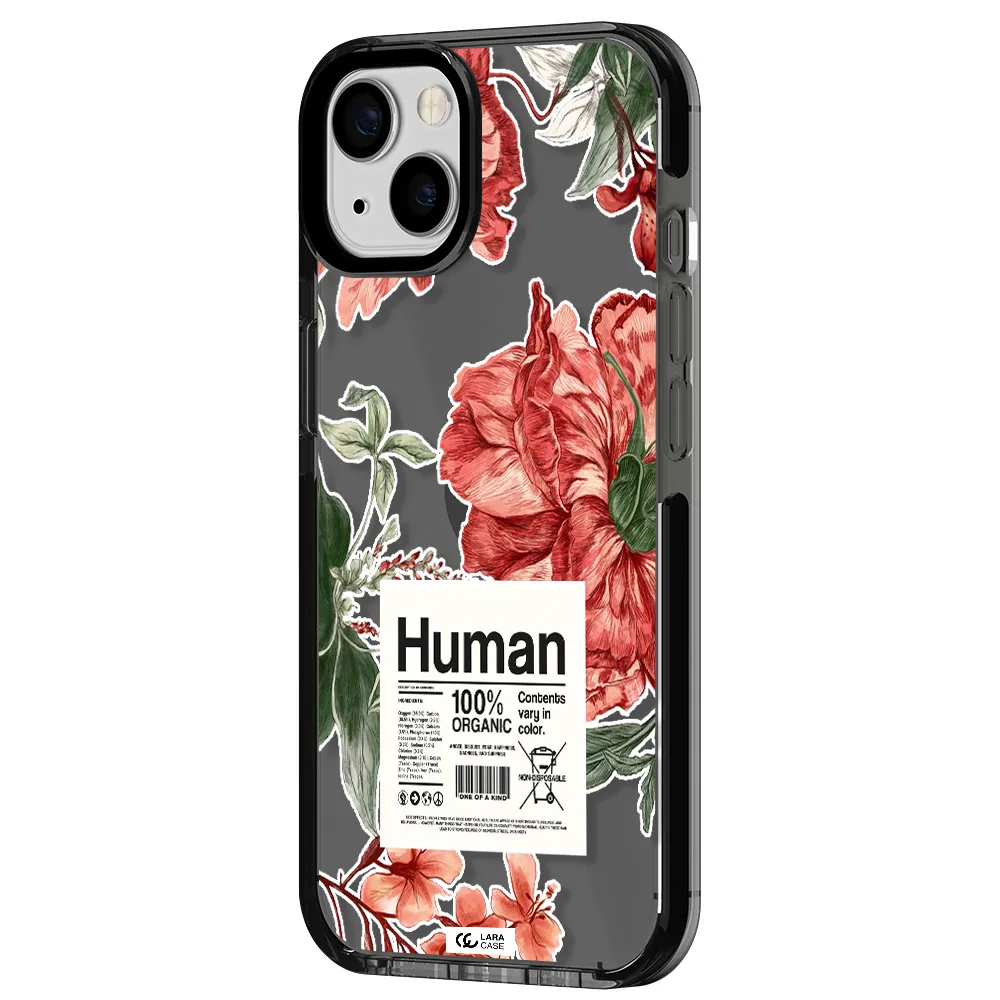 a cover of a book with flowers Apple iPhone 13 impact Smoke Black Case