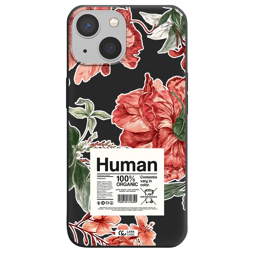 a cover of a book with flowers Apple iPhone 13 mini Silicone black Case