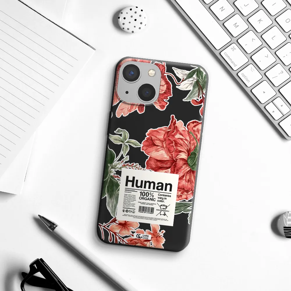 a cover of a book with flowers Apple iPhone 13 mini Silicone black Case