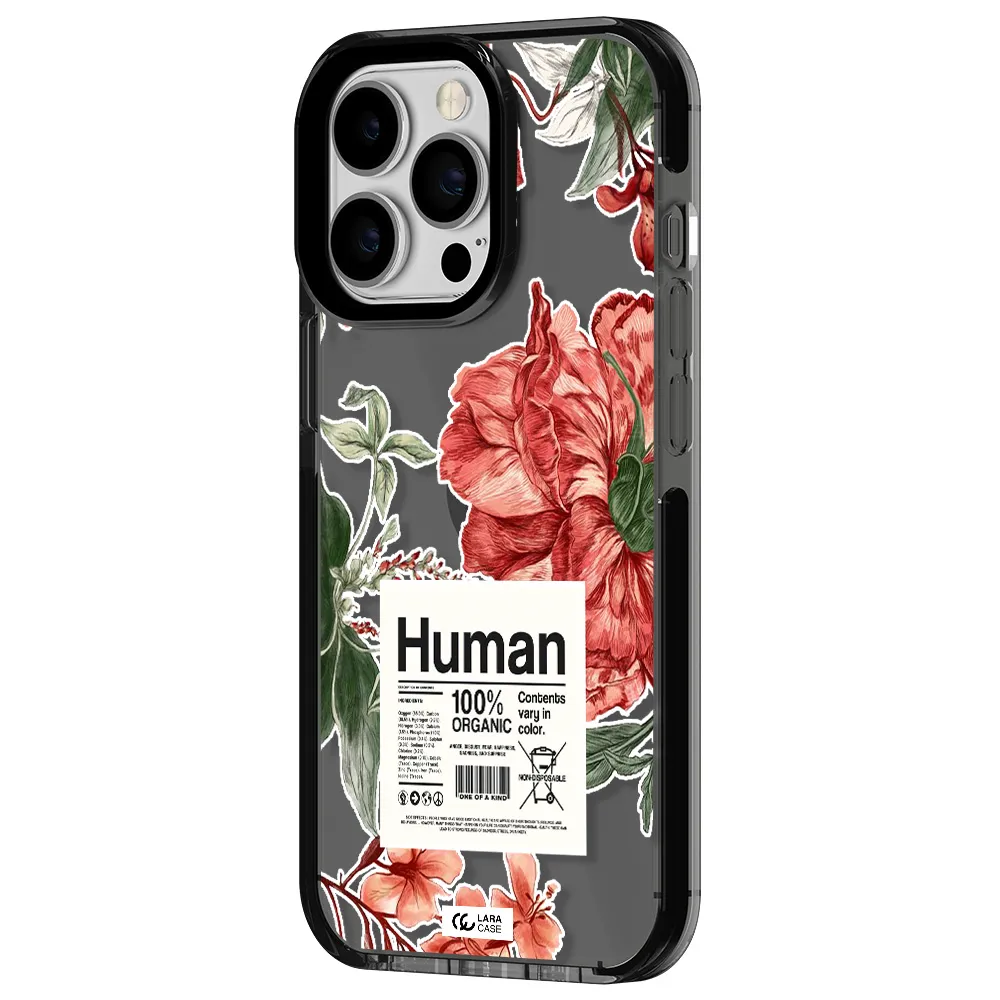 a cover of a book with flowers Apple iPhone 13 Pro impact Smoke Black Case