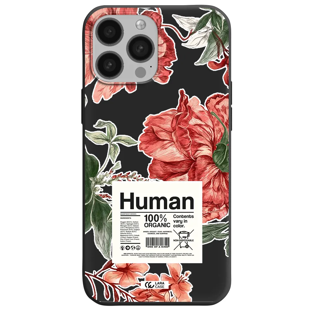 a cover of a book with flowers Apple iPhone 13 Pro Max Silicone black Case