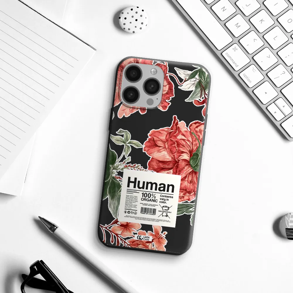 a cover of a book with flowers Apple iPhone 13 Pro Max Silicone black Case