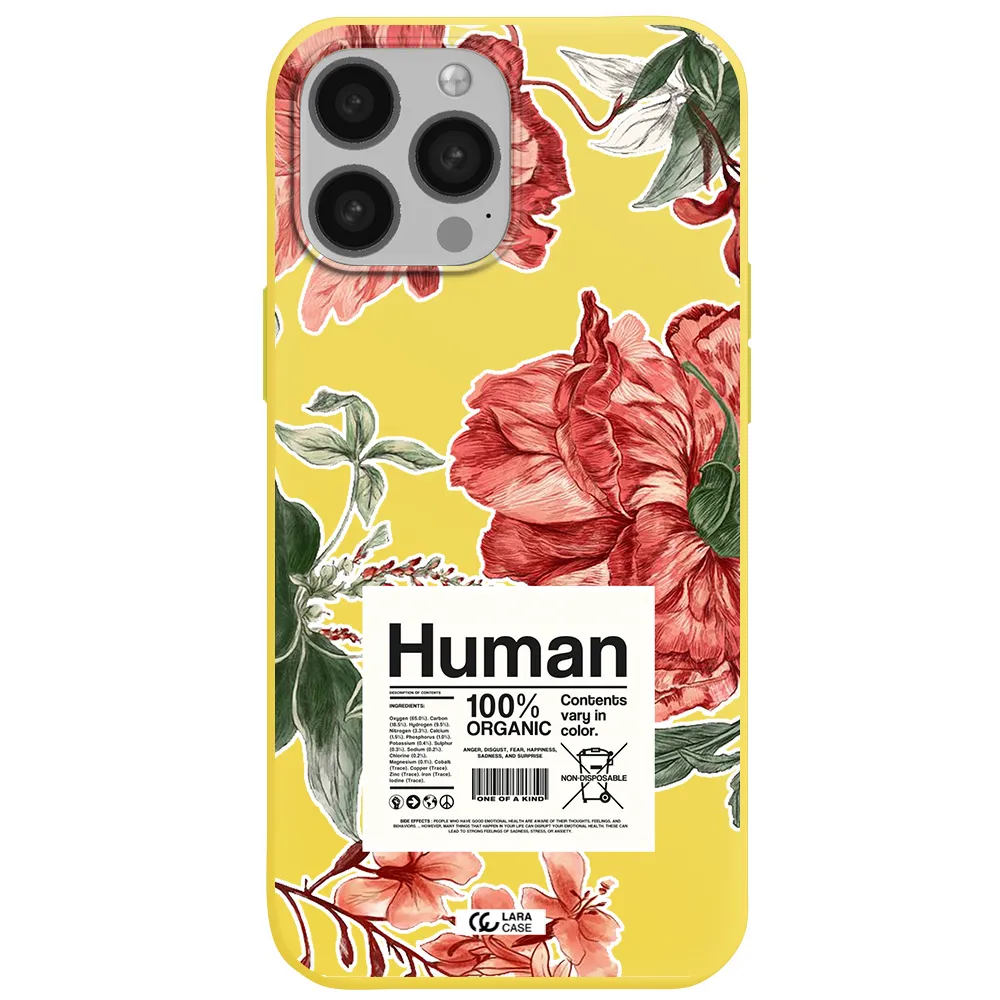 a cover of a book with flowers Apple iPhone 13 Pro Max Silicone canary yellow Case