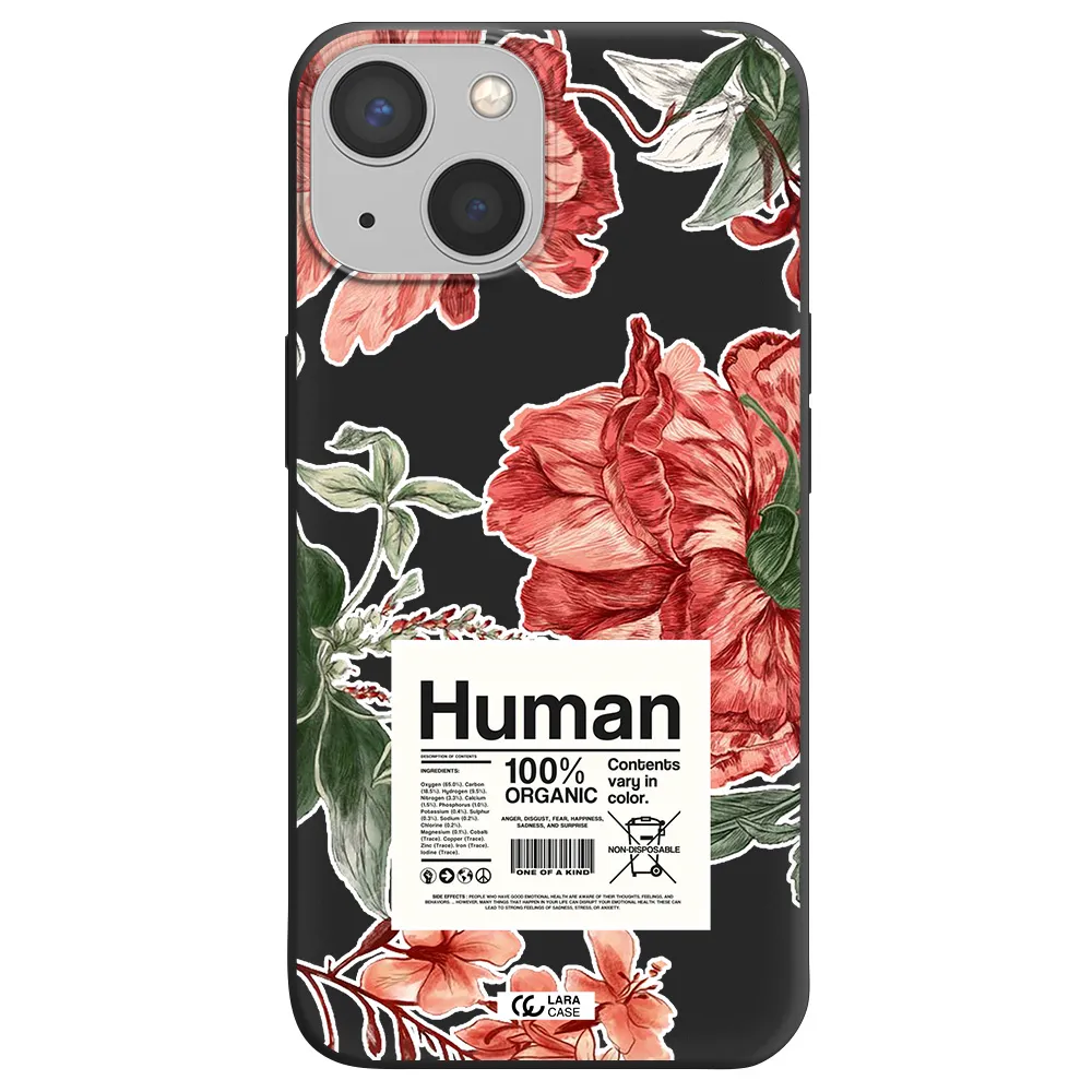a cover of a book with flowers Apple iPhone 13 Silicone black Case