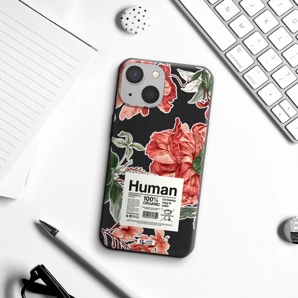 a cover of a book with flowers Apple iPhone 13 Silicone black Case