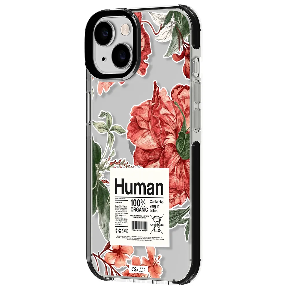 a cover of a book with flowers Apple iPhone 14 impact black border Case