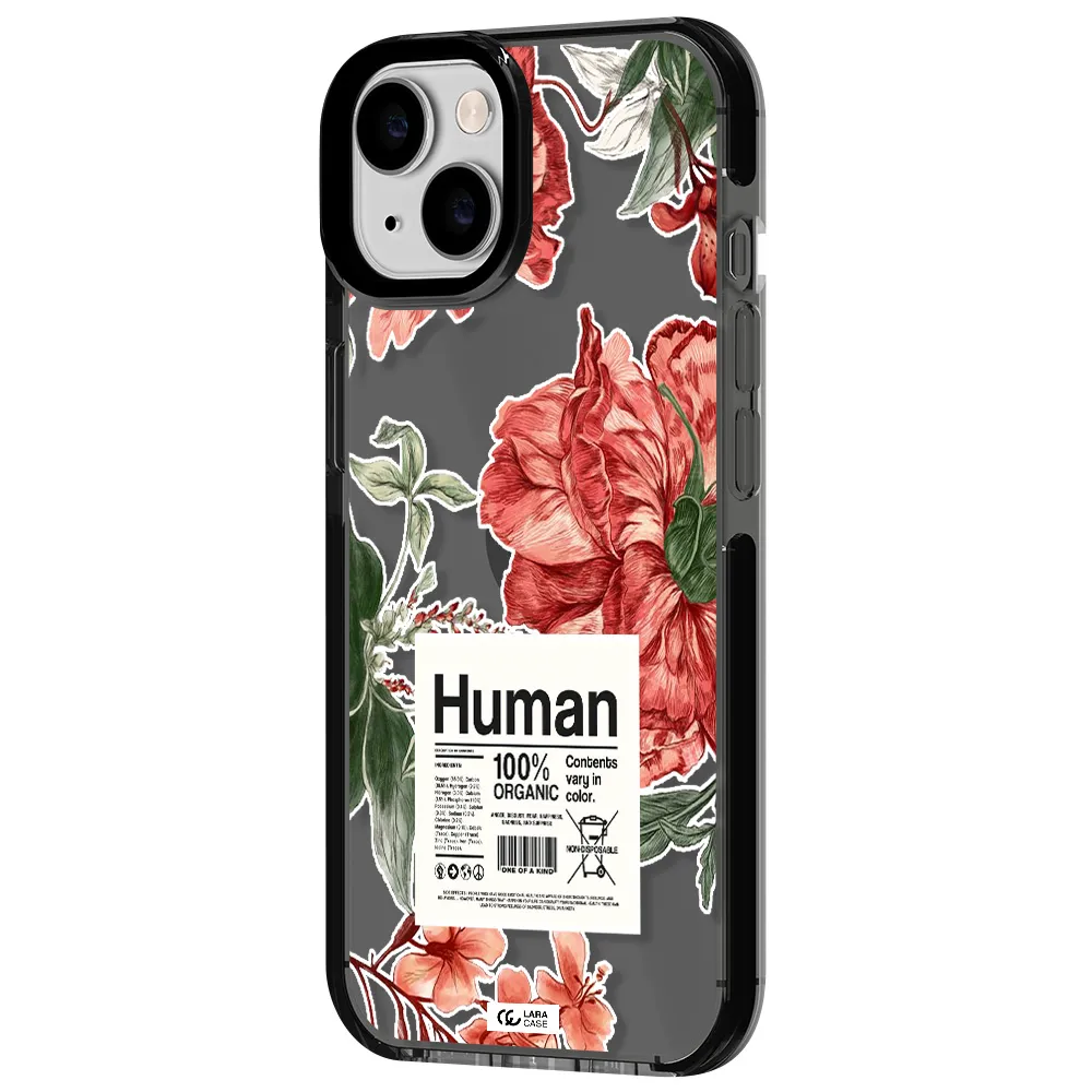 a cover of a book with flowers Apple iPhone 14 impact Smoke Black Case